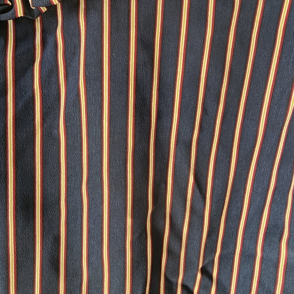 Miss Miss Striped Blouse Size M Navy Blue Maroon Cream - Picture 5 of 8